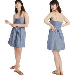 Madewell Chambray Tie Front Cutout Cami Dress Size‎ 10